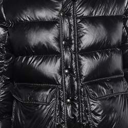 Pre Owned Moncler Black Coyote Fur Trim Hubert Puffer Jacket L