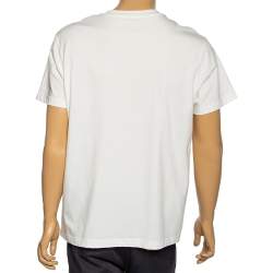 Pre Owned Moncler 5 Craig Green White Logo Printed Cotton Crewneck T-Shirt L