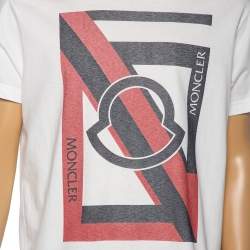 Pre Owned Moncler 5 Craig Green White Logo Printed Cotton Crewneck T-Shirt L