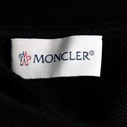 Pre Owned Moncler Black Dumbbell Embroidered Cotton Crew Neck Sweatshirt S