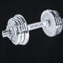 Pre Owned Moncler Black Dumbbell Embroidered Cotton Crew Neck Sweatshirt S