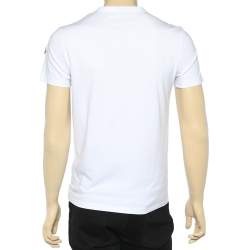 Pre Owned Moncler White Logo Printed Cotton Roundneck T-Shirt S