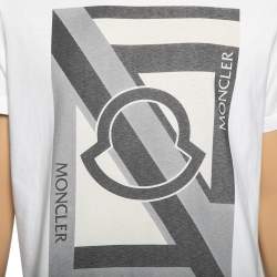 Pre Owned Moncler 5 Craig Green White Logo Printed Cotton Crewneck T-Shirt L
