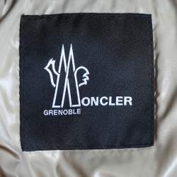 Pre Owned Moncler Red Synthetic Down Fringe Trimmed Arlaz Puffer Jacket XL