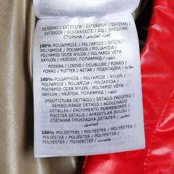 Pre Owned Moncler Red Synthetic Down Fringe Trimmed Arlaz Puffer Jacket XL