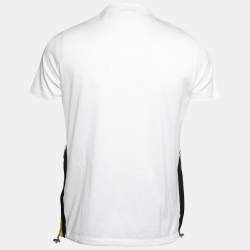 Pre Owned Moncler White Cotton Side Zipper Detailed Crew Neck T-Shirt S