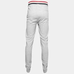 Pre Owned Moncler Grey Cotton Rib Knit Trimmed Joggers XXL