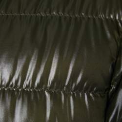 Pre Owned Moncler Black & Green Logo Printed Quilted Reversible Pouctal Jacket L