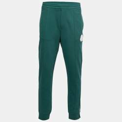 Moncler Green Cotton Logo Patch Side Zip Joggers XL