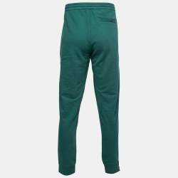 Moncler Green Cotton Logo Patch Side Zip Joggers XL