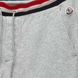 Pre Owned Moncler Grey Jersey Elastic Striped Band Joggers M