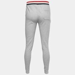 Pre Owned Moncler Grey Jersey Elastic Striped Band Joggers M
