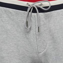 Pre Owned Moncler Grey Jersey Elastic Striped Band Joggers M