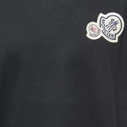 Pre Owned Moncler Black Cotton Logo Patch Detail Crewneck T-Shirt L