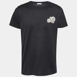 Pre Owned Moncler Black Cotton Logo Patch Detail Crewneck T-Shirt L