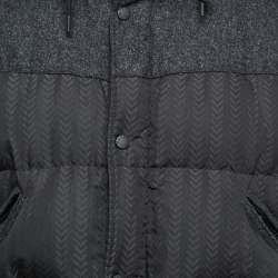Moncler Black Chevron Patterned Synthetic Hooded Puffer Jacket 