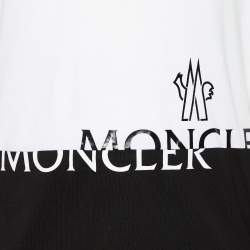 Pre Owned Moncler Monochrome Logo Printed cotton Knit Crewneck T-Shirt M