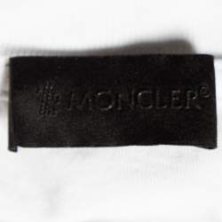 Pre Owned Moncler Monochrome Logo Printed cotton Knit Crewneck T-Shirt M