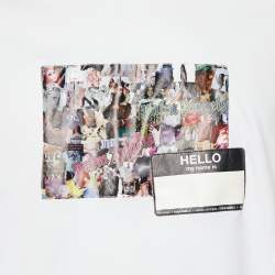 Pre Owned Moncler 8 Palm Angels White Collage Applique Cotton Crew Neck T-Shirt L