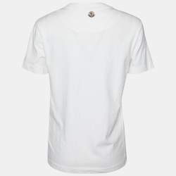 Pre Owned Moncler White Cototn Knit pocket Detail Crewneck T-Shirt S