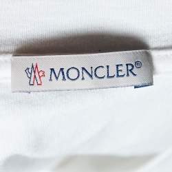 Pre Owned Moncler White Cototn Knit pocket Detail Crewneck T-Shirt S