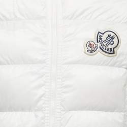 Moncler White Synthetic Zip Front Hooded Down Jacket L 