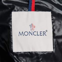 Moncler Black Synthetic Zip Front Down Jacket L
