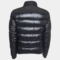 Moncler Black Synthetic Zip Front Down Jacket L