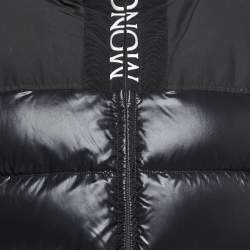Moncler Black Synthetic Zip Front Down Jacket L