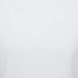 Pre Owned Moncler White/Yellow Print Cotton Crew Neck Half Sleeve T-Shirt XS
