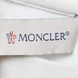 Pre Owned Moncler White/Yellow Print Cotton Crew Neck Half Sleeve T-Shirt XS