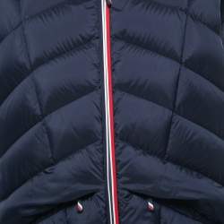 Moncler Navy Blue Synthetic Quilted Hooded Puffer Vest L