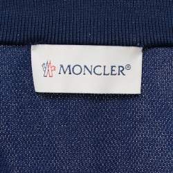 Moncler Navy Blue Striped Logo Patch Zip Up Jacket XL