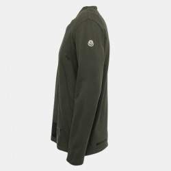 Pre Owned Moncler Military Green Cotton Crew Neck Long Sleeve T-Shirt XL