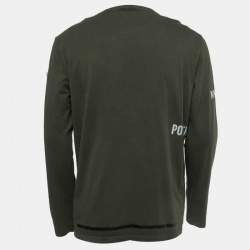 Pre Owned Moncler Military Green Cotton Crew Neck Long Sleeve T-Shirt XL