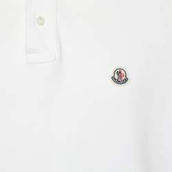 مملوكة مسبقًا Moncler White Cotton Pique Logo Sleeve Trim Polo T-Shirt XXL