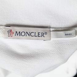 مملوكة مسبقًا Moncler White Cotton Pique Logo Sleeve Trim Polo T-Shirt XXL