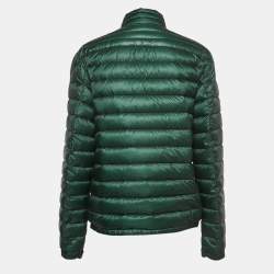 Moncler Dark Green Quilted Nylon Zip Front Down Jacket XXL 