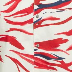 Pre Owned Moncler Blue/White Surf Print Cotton Short Sleeve Shirt XL