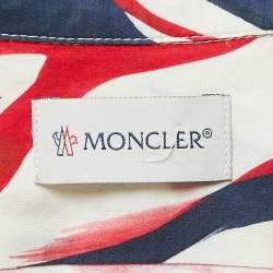 Pre Owned Moncler Blue/White Surf Print Cotton Short Sleeve Shirt XL