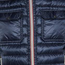 Pre Owned Moncler Navy Blue Quilted Synthetic Hooded Douret Jacket M