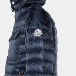 Pre Owned Moncler Navy Blue Quilted Synthetic Hooded Douret Jacket M