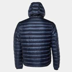 Pre Owned Moncler Navy Blue Quilted Synthetic Hooded Douret Jacket M