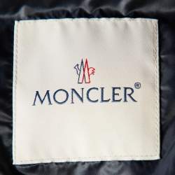 Pre Owned Moncler Navy Blue Quilted Synthetic Hooded Douret Jacket M