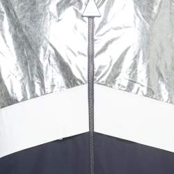 Moncler Silver/Navy Blue Synthetic Quinic Hooded Jacket L