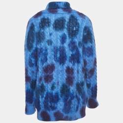 Moncler Blue Tye Dye Printed Mohair Knit Sweater XL