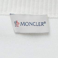 Pre Owned Moncler Off White Logo Embossed Cotton Knit Jumper XL