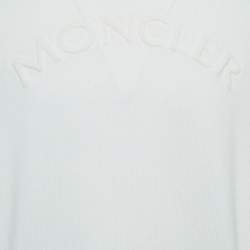 Pre Owned Moncler Off White Logo Embossed Cotton Knit Jumper XL