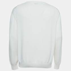 Pre Owned Moncler Off White Logo Embossed Cotton Knit Jumper XL