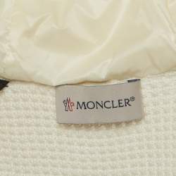 Moncler Off-White Cotton Knit and Quilted Nylon Down Tricot Cardigan L